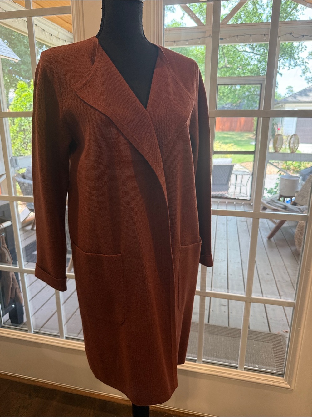 I Crew Juliet Open-front Knit Sweater Coat in Rust